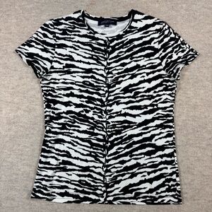 Jones New York Black and White Zebra Print Top